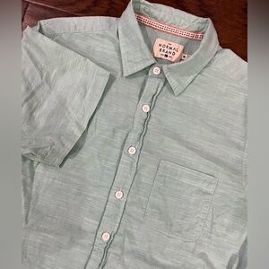 The Normal Brand Shirt Mens Med Button Up Short Sleeve Casual Green Breathable